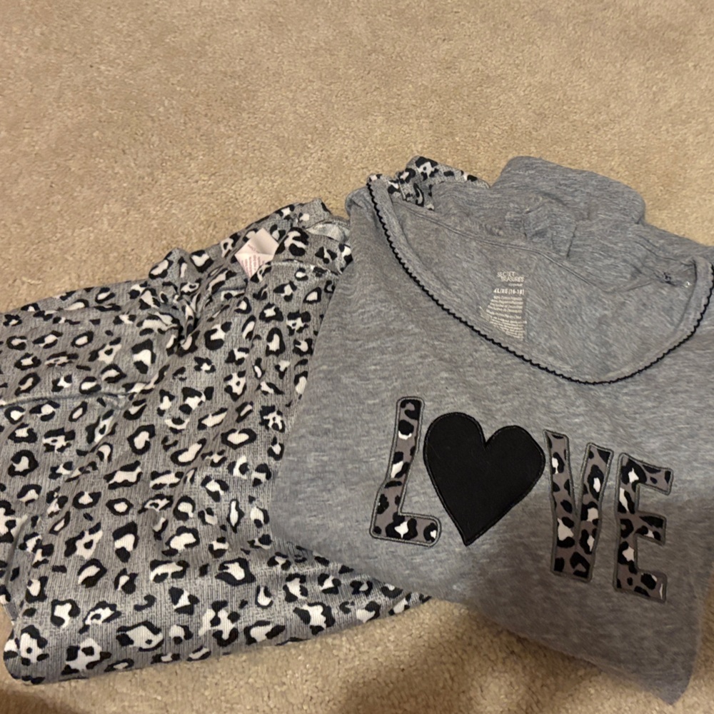 Gray Leopard Print Pajama Set